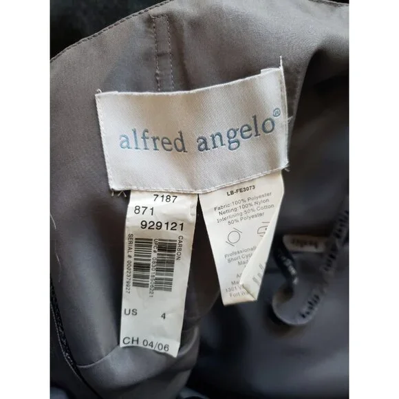 Alfred Angelo Womens 4 Bridesmaid Dress Prom Formal Strapless Shiny Gray Long - Picture 5 of 5